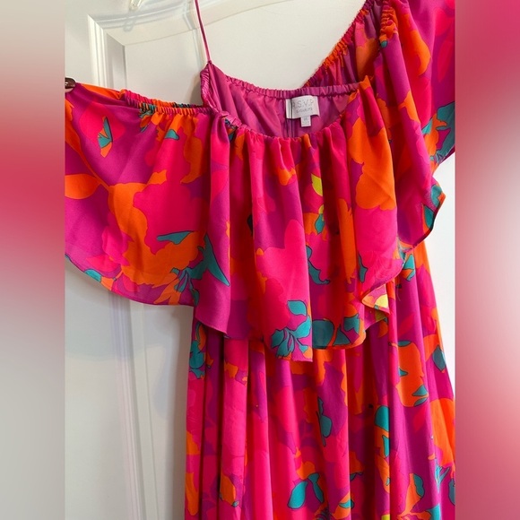 NWT RSVP Sugarlips Fuchsia Floral Off The Shoulder Ruffled Maxi Dress Medium M - Picture 3 of 7